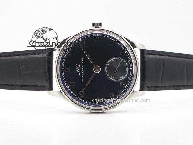MIROTIME 0425 Portuguese IW545407 Black Dial ZF 1:1 Best Edition On Dark Blue Leather Strap DailyWear 7337